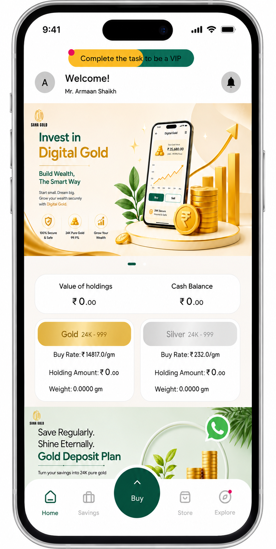 Sana Gold App - Your Own App for Buying and Saving in Gold Digitally